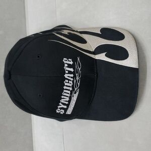 Syndicate Cycle hat ball cap black twill silver embroidery Magic Headwear
